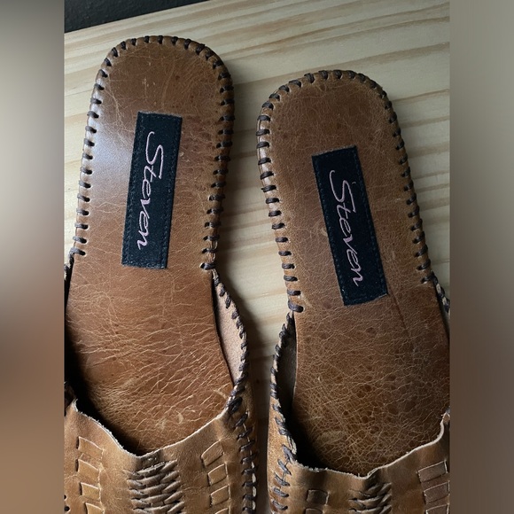 Vintage Steven Leather Espadrille Slide Mules - Picture 3 of 5